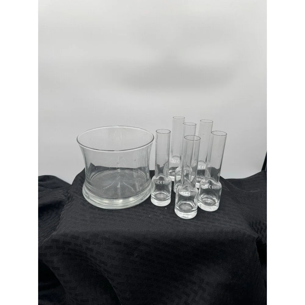 Vodka / Tequila / Liquor Shot Glass / Shooter 7 Piece Set with Ice Bowl / Bucket